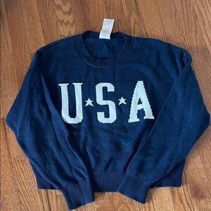 Serra Navy Crew Neck Sweater with USA Design